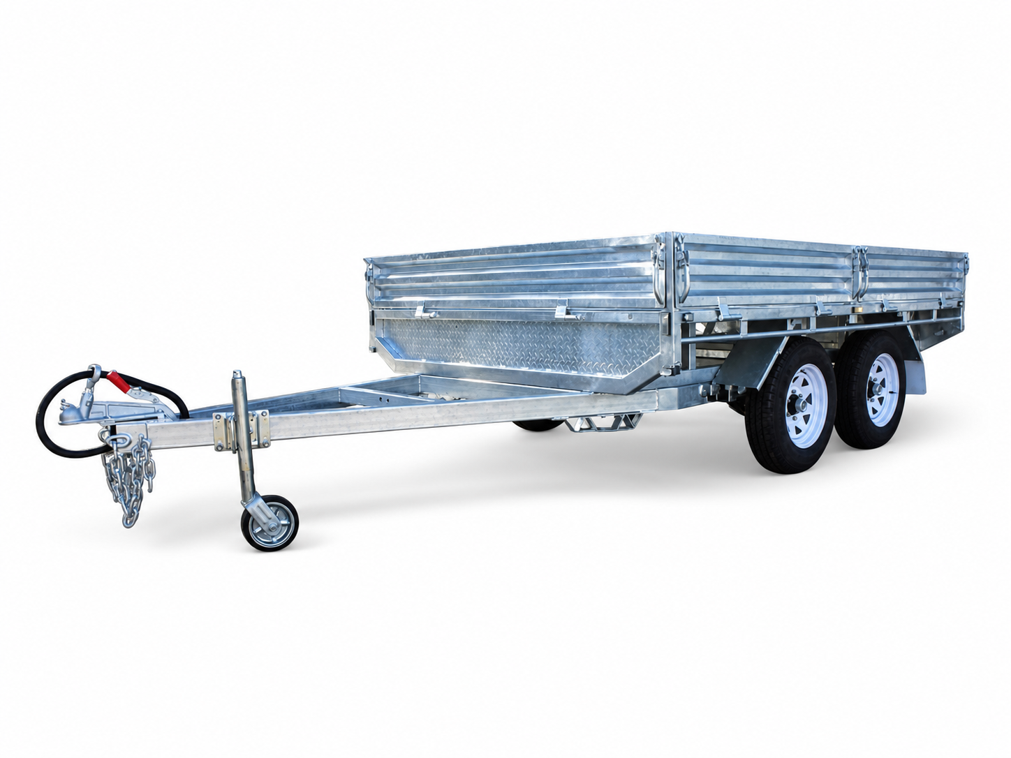 Flat-top trailer with drop sides — view 1
